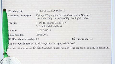PGS.TS. Đỗ Thị Hương Giang được cấp bằng độc quyền sáng chế cho Thiết bị la bàn điện tử